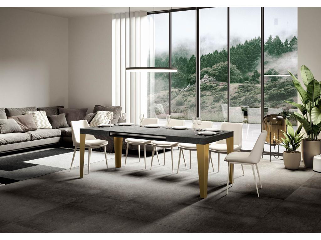 Tavolo allungabile 90x180/440 cm Grigio Fiamma Béton cadre or XEMK33682