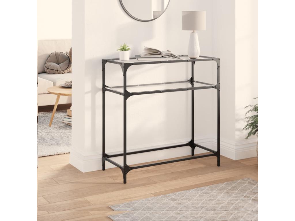Tavolo consolle con dessus en verre trasparente 80x35x81cm acier GZAD30924