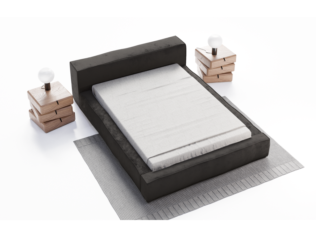 Letto nero, 140 x 200 cm