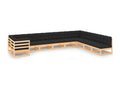 Set salotto da giardino 10 pezzi con coussins antracite Pin massif MVSR57923