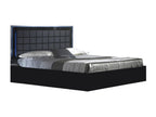Design illuminato nero laqué e testiera capitonnée simili cuir nero con Led Luxameub-160x200 LYZZ92929