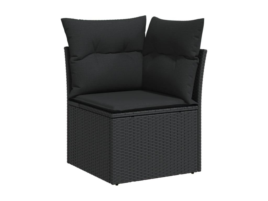 Set da giardino 5 pezzi con cuscini in resina intrecciata nera WNHM46611