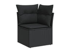 Set da giardino 5 pezzi con cuscini in resina intrecciata nera WNHM46611