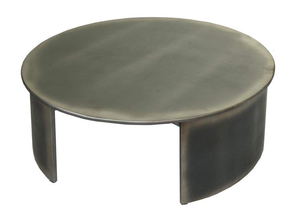 Table basse Mobenze-L74 - Table d'appoint Table de salon - certificato Mobenze Industrial - rotondo 80 cm - aspetto metallo brossé TPIM70018