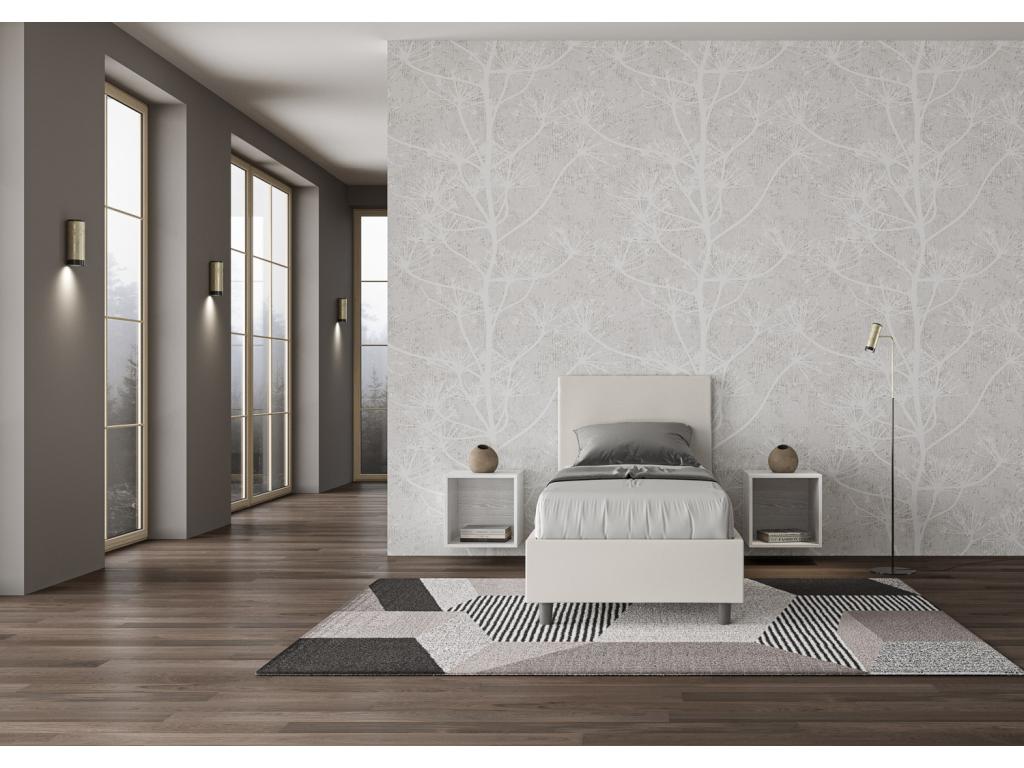 Letto in pelle bianca, 80 x 190 cm