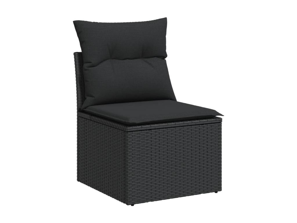 Set da giardino 5 pezzi con cuscini in resina intrecciata nera WNHM46611