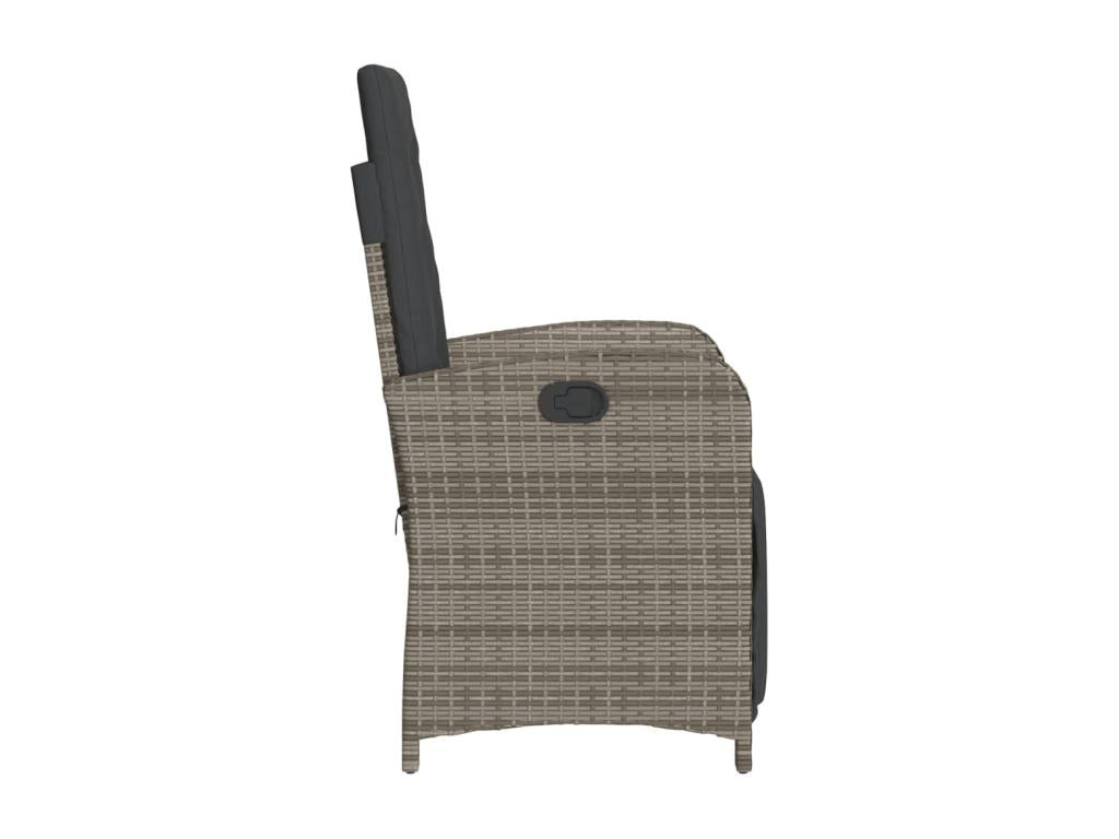 Sedia inclinable de jardin et repose-pied resina intrecciata grigia CRLK54421