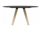 Tavolo rotondo design in Mobenze e gambe in massiccio massiccio naturale Mobenze-Colore Nero-Diametro 129 cm AKDG01324