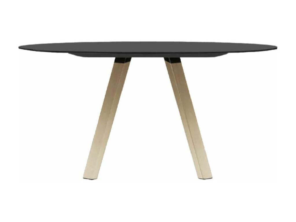 Tavolo rotondo design in Mobenze e gambe in massiccio massiccio naturale Mobenze-Colore Nero-Diametro 129 cm AKDG01324