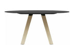 Tavolo rotondo design in Mobenze e gambe in massiccio massiccio naturale Mobenze-Colore Nero-Diametro 129 cm AKDG01324
