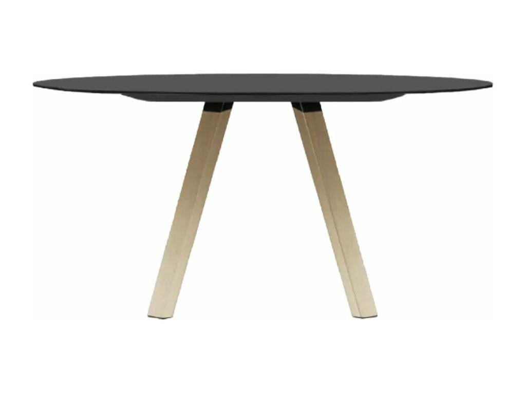 Tavolo rotondo design in Mobenze e gambe in massiccio massiccio naturale Mobenze-Colore Nero-Diametro 129 cm AKDG01324
