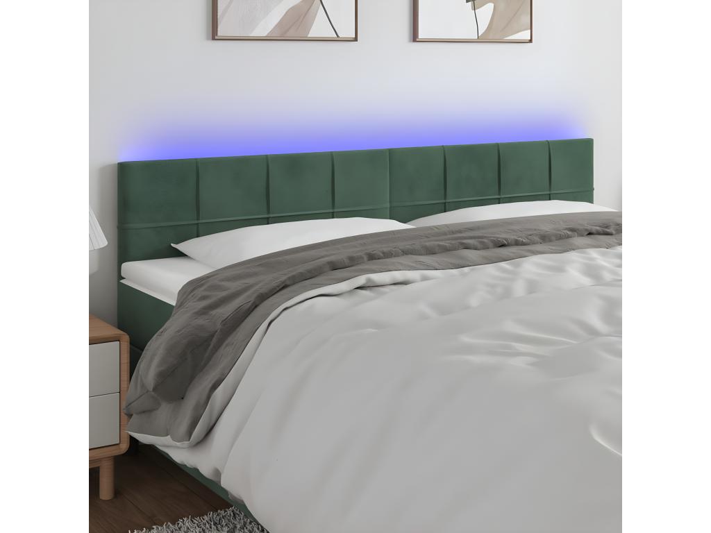Testiera letto LED Verde foncé 200x5x78-88 Mobenze DYPE21606