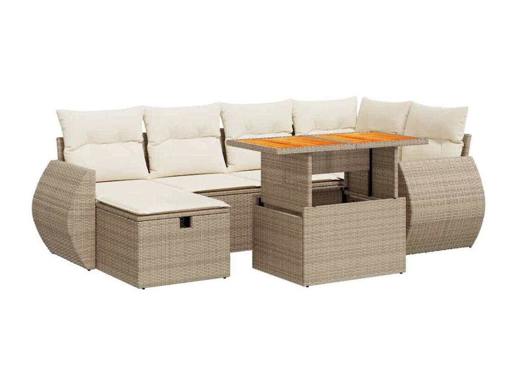 Set da giardino con cuscini 8 pezzi in resina intrecciata beige Mobenze EFOV38137