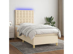 Sommier tapissier with Mattress et LED Cream 90x190 cm Tissu BDZD66931