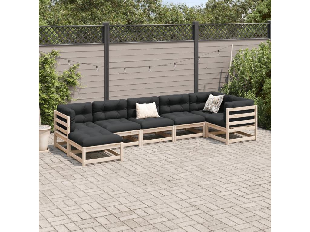 Set da giardino 7 pezzi con cuscini Mobenze de pin massif DVEA29378