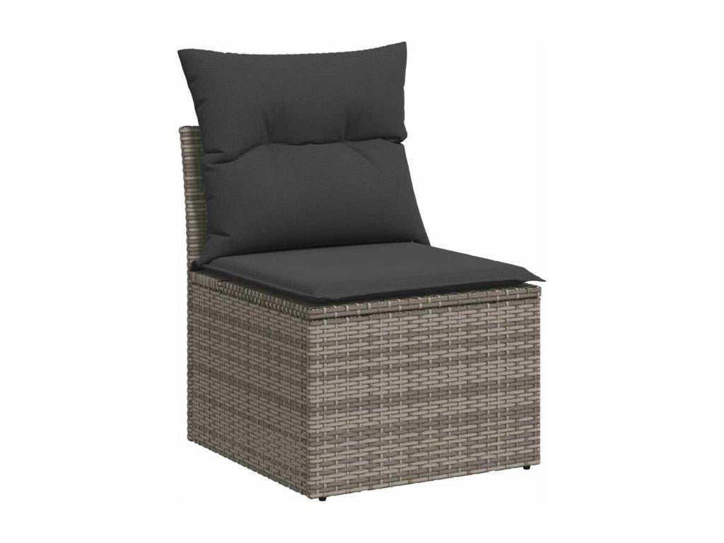 Set di mobili da esterno in vimini intrecciato in resina grigia - dlz1766571792584