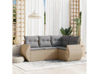 Set da giardino con cuscini 4 pezzi in resina intrecciata beige QILD73754