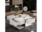Tavolo basse carrée con 4 ripiani - 78x78x34,8 cm - Panneaux de particules - Bianco brillante EUEW43456