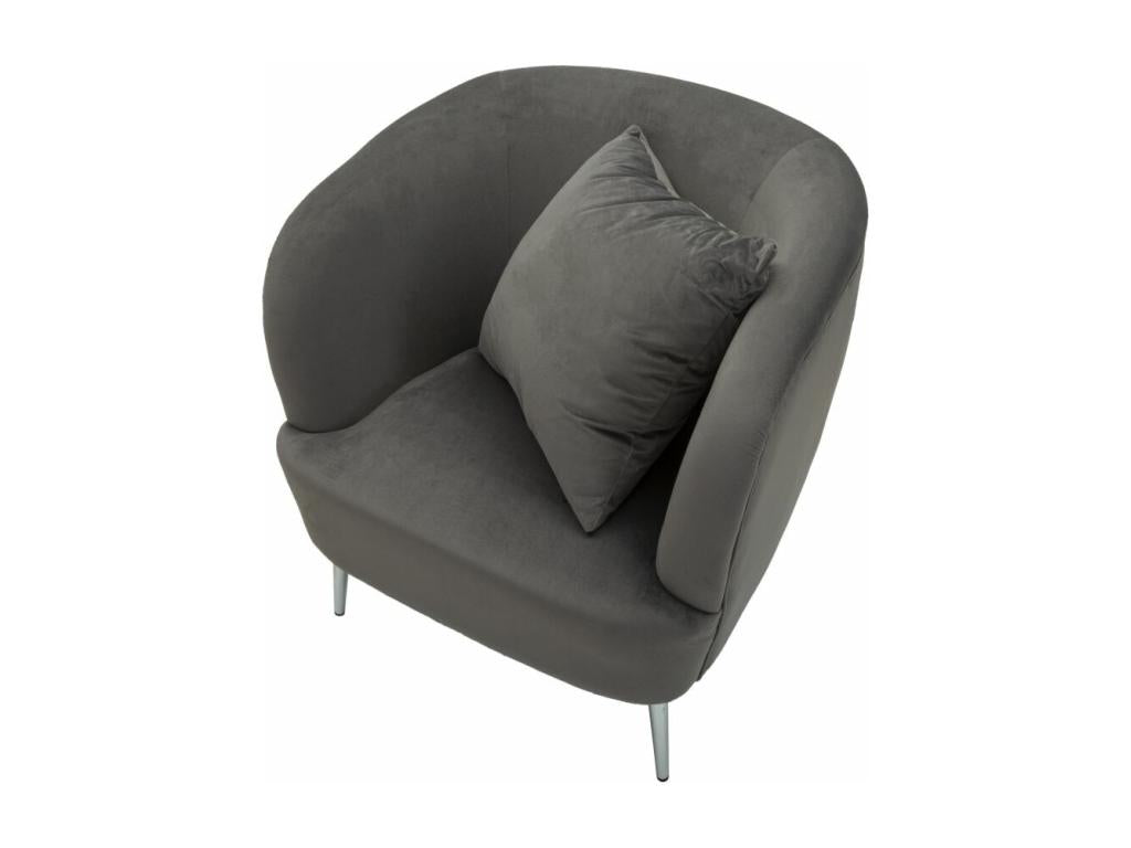 Poltrona in metallo argentato e Mobenze grigio con cuscinetto cm 73x66x78 XGRN07129