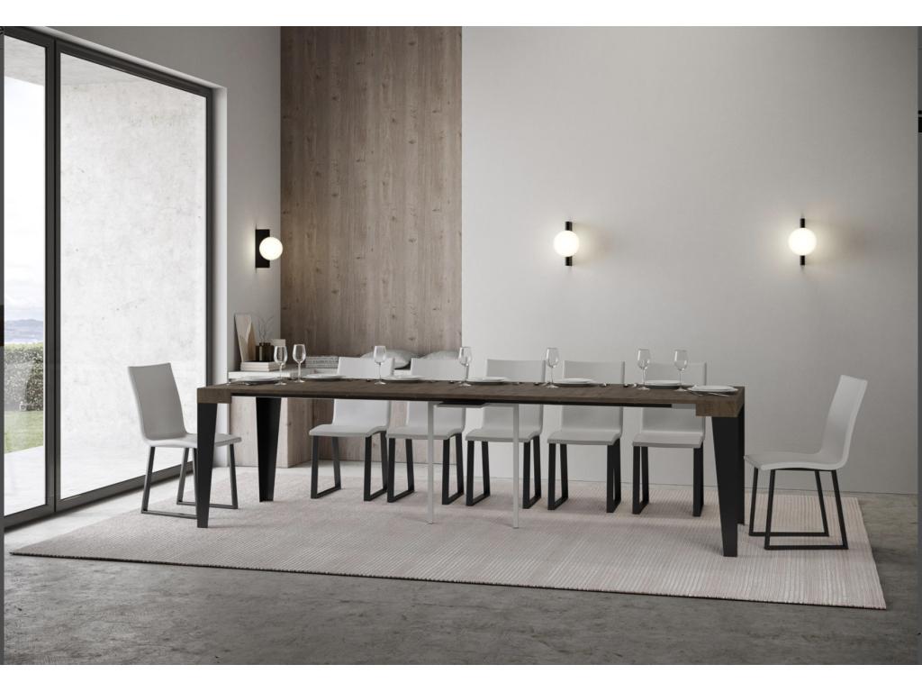 Console allungabile design Mobenze et acier mat Mobenze-Couleur Brown-Pied et support sur Mobenze-5 rallonges fines JNRE59918