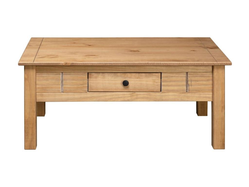 Tavolino da caffè in legno di pino naturale, 100 x 60 x 45 cm