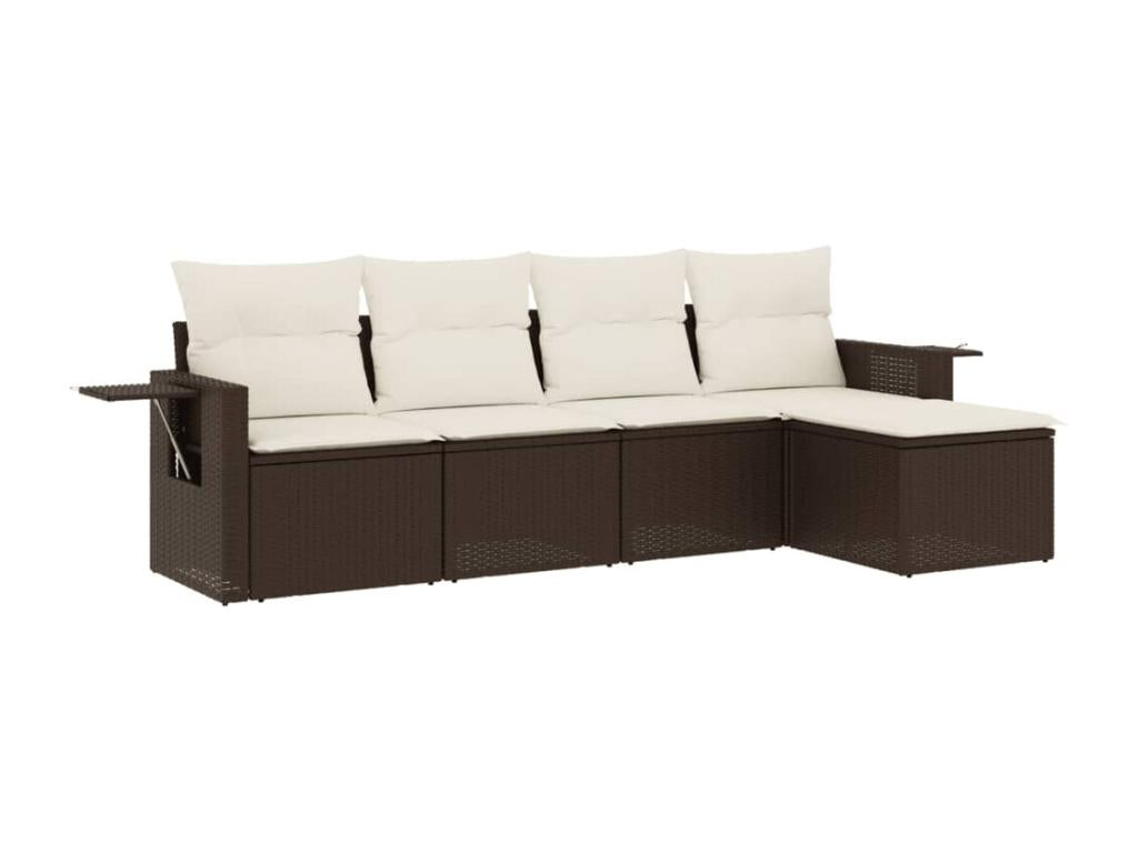 Set di mobili da esterno in vimini intrecciato in resina marrone - dlz1766571627815