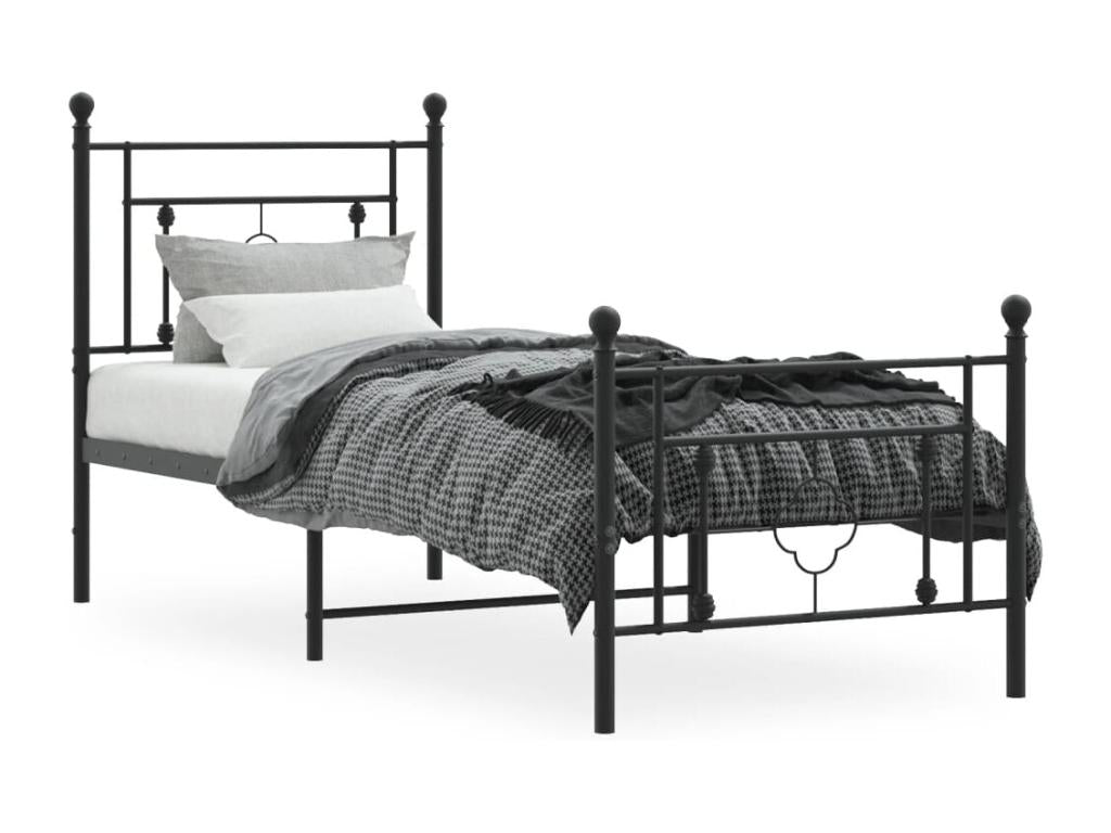 Struttura letto in metallo con testiera/pied de lit nero 80x200 cm LCMJ94528