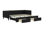 Lit de jour con gigogne et tiroirs tessuto nero 90x190 cm QLWD82419