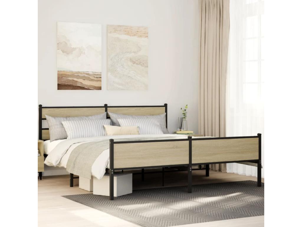 Struttura letto in metallo senza materasso chêne Mobenze 193x203 cm VFZO50647