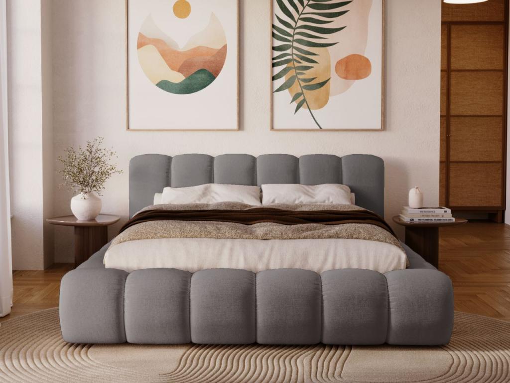 Lampada rembourré con rangement - 180x200 - lampada doppia - Mobenze - grigio - Mobenze WXFY38994