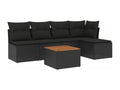 Set da giardino 6 pezzi con cuscini in resina intrecciata nera UZFT33003