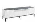 Porta TV Luxameub Credenza bas de salon con 2 ante Base per porta TV Made in Italy 160x40h47 cm Bianco brillant et ardoise TDIN44446