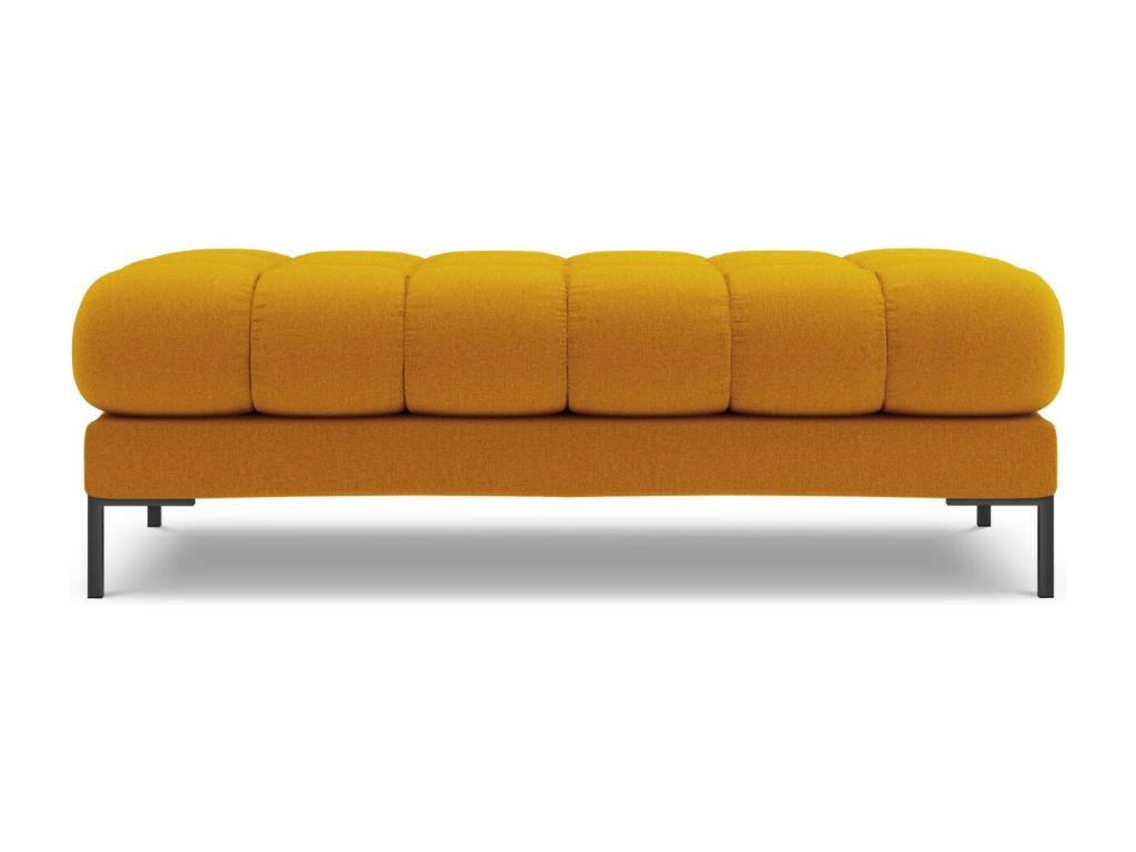 Panca in tessuto giallo, 62 x 133 x 41 cm