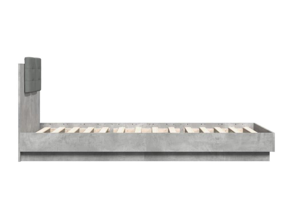 Struttura letto Testiera e Mobenzeères LED grigio cemento 90x200 cm DCWV16283