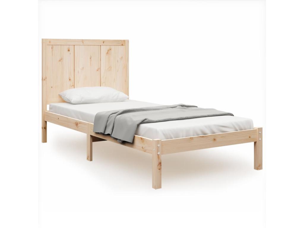 Struttura letto in legno di pino marrone, 75 x 190 cm