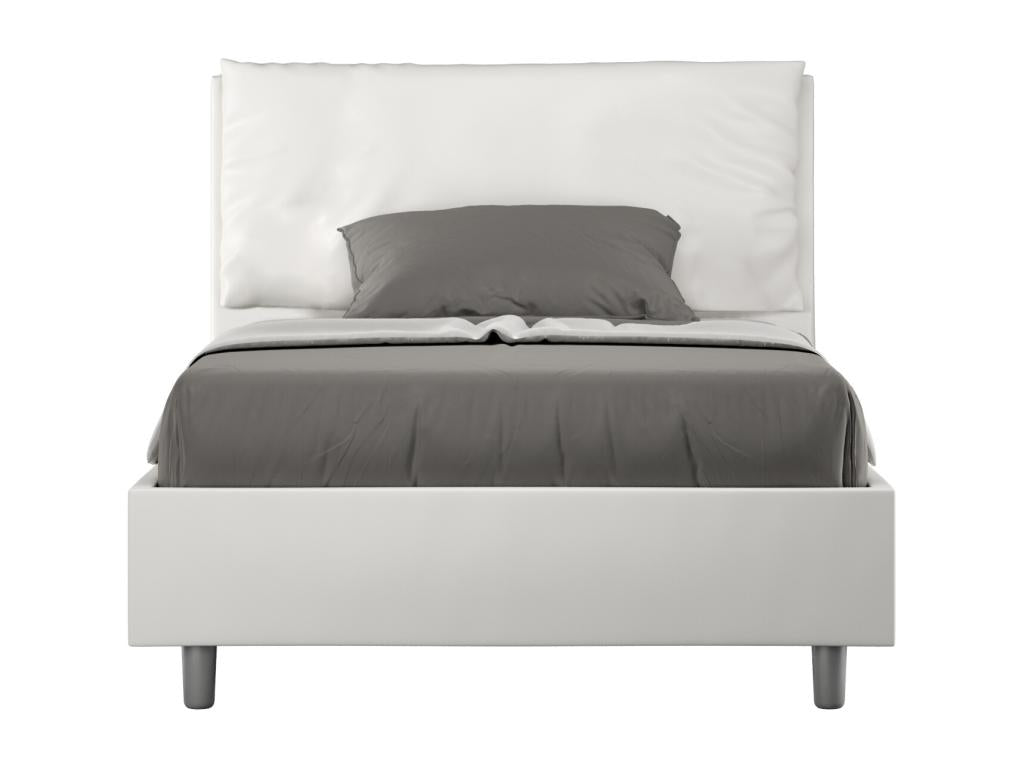 Letto in similpelle bianca, 120 x 200 cm