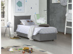 Lit simple Luxameub Letto contenitore con rivestimento in tessuto Made in Italy Ouverture laterale con materasso 80x190 cm incluso Grigio MAQQ55668