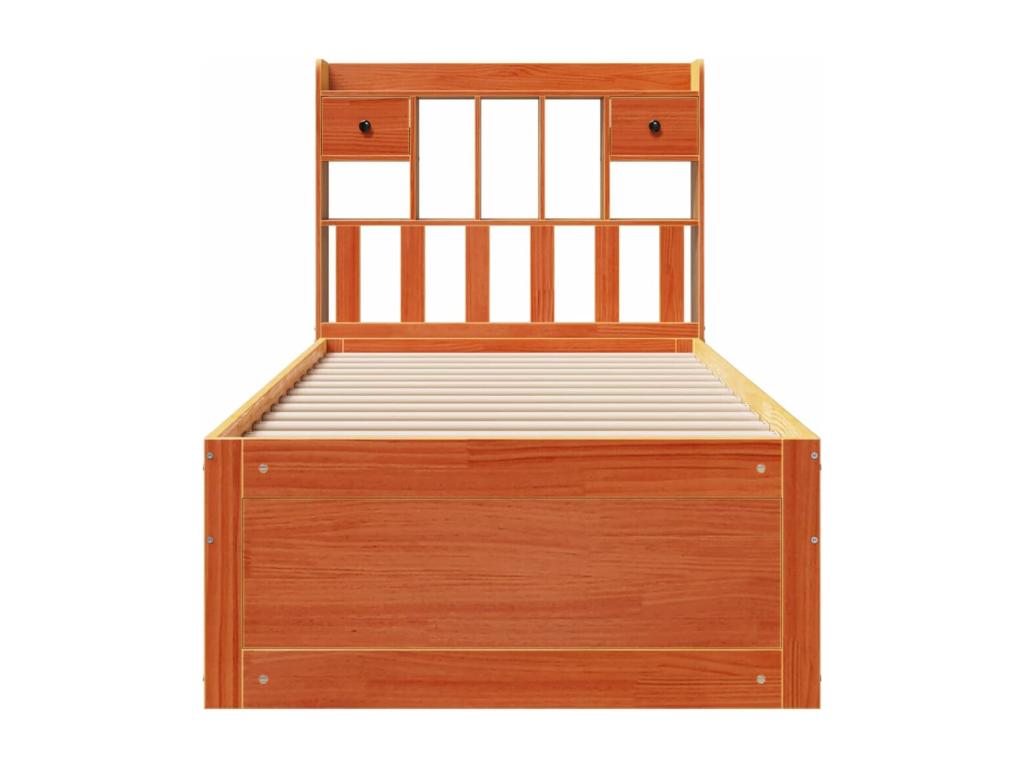 Lit bibliothèque sans Materasso cire marron 100x200 cm pin massif MBSW05842