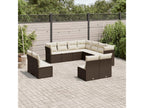 Set da giardino con cuscini e 11 pezzi in resina intrecciata marrone OBYM81908