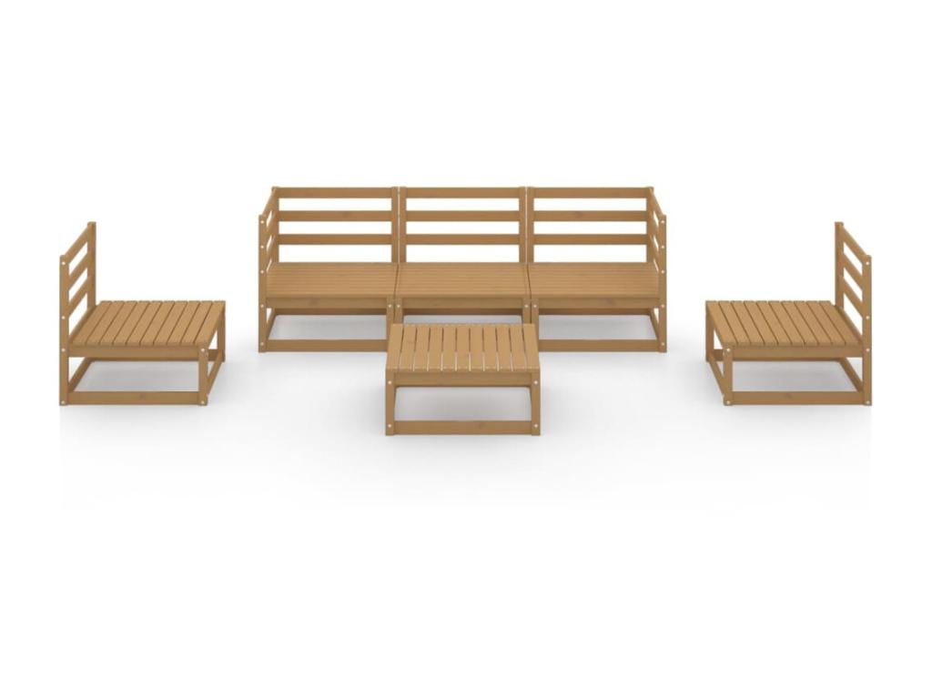 Set salotto da giardino 6 pz Marrone miel Bois de pin massif 10 RRLE76697