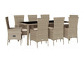 Set da pranzo da giardino et coussins 9 pz beige Poly rotin FUPI81046
