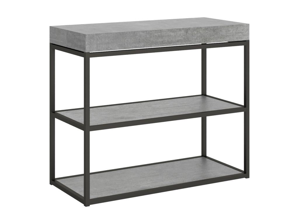 Consolle allungabile 90x40/300 cm Mobenze Grigio Béton quadro Antracite VLFT02684