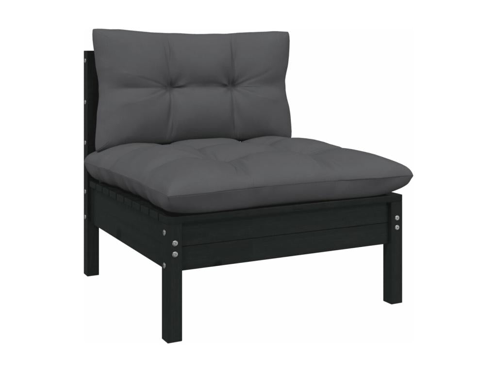 Set da giardino 8 pezzi con cuscini Nero Bois de pin EETA28172