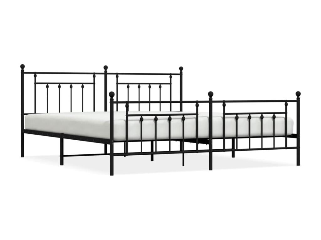 Struttura letto in metallo con testiera-pied de lit nero 193x203 ZLWE82806