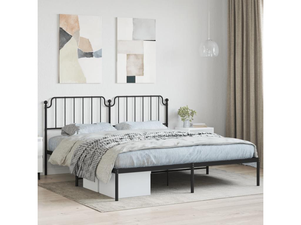 Struttura letto in metallo con testiera nera 183x213 cm MHIJ49244