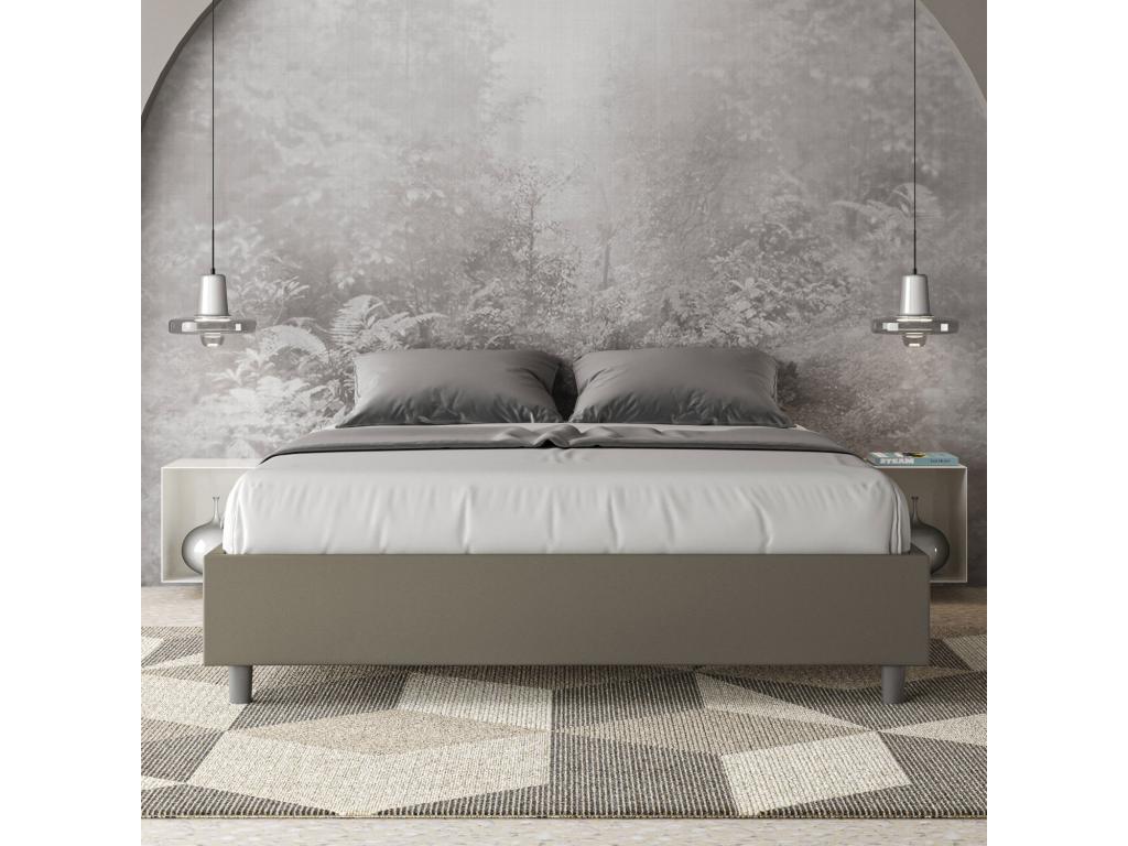 Illuminato con sommier rembourrée 160x200 simile cappuccino Mobenze BHUU12274