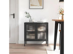 Credenza nera 70x35x70 cm verre et acier IGVE08181