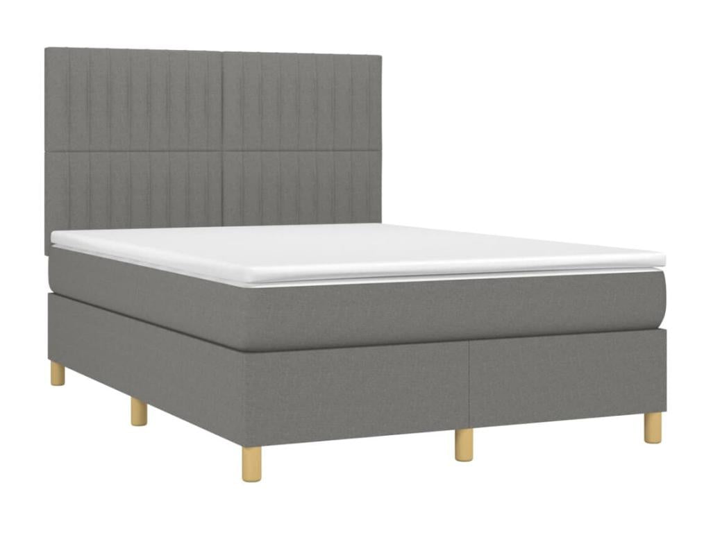 Sommier tapissier e materasso et LED Grey foncé 140x190 cm tessuto WOJH95367