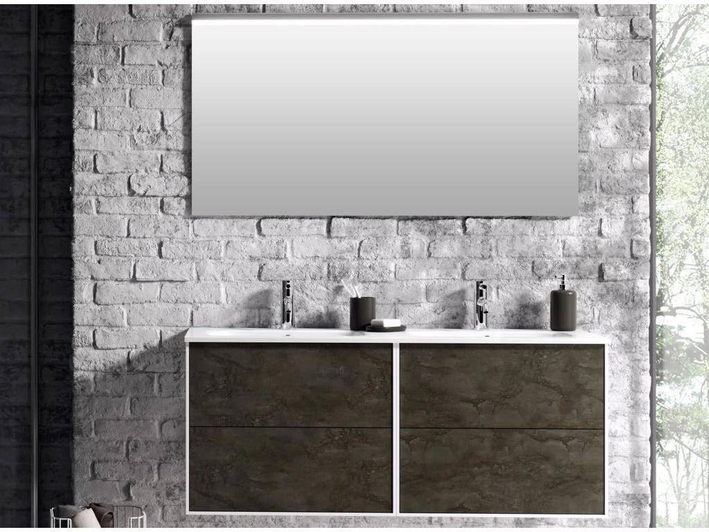 Insieme mobile da bagno con 4 cassetti Mobenze grigio Mobenze e specchio Mobenze L 120 cm ZJTS37372