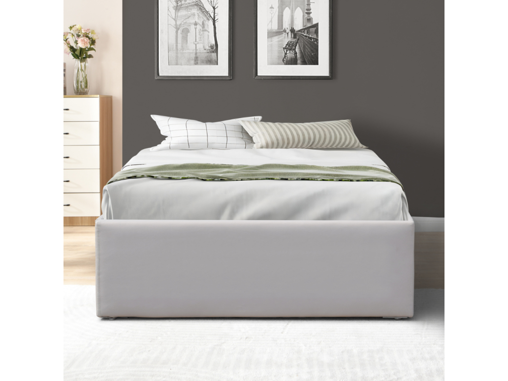 Letto in tessuto grigio, 100 x 200 cm